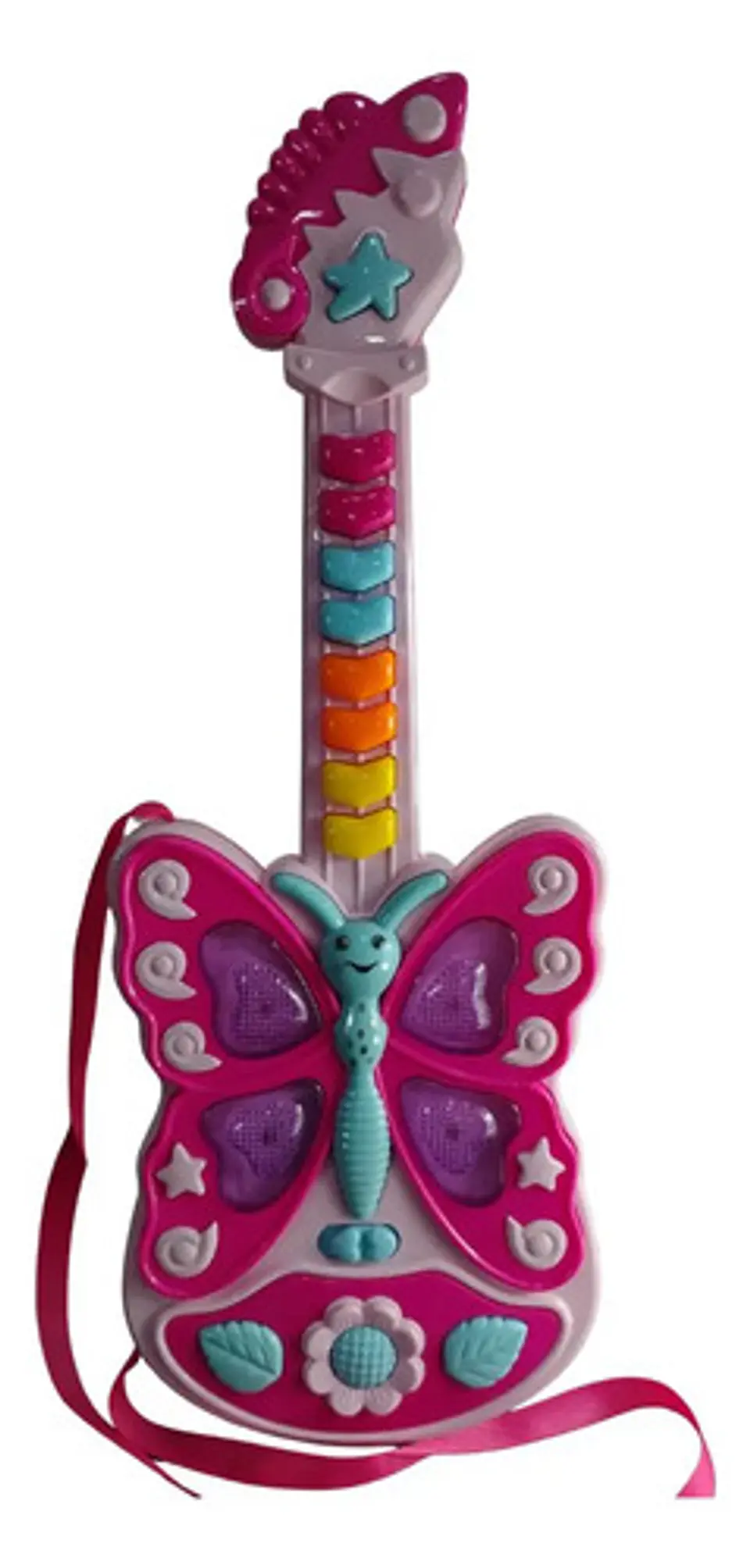 Guitarra Musical Infantil Mariposa Con Luces Y Sonido Niñas 2