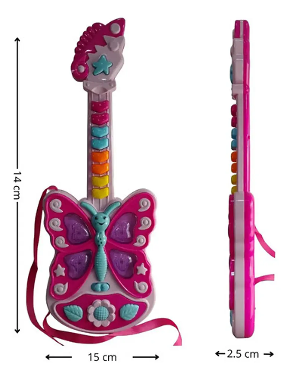 Guitarra Musical Infantil Mariposa Con Luces Y Sonido Niñas 4