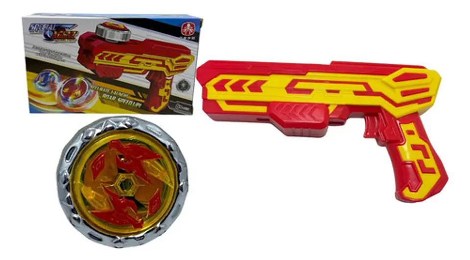 Lanzador Amarillo De Trompo Metálico Para Niños Juego Divert 4