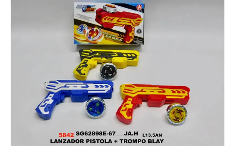 Lanzador Amarillo De Trompo Metálico Para Niños Juego Divert 6
