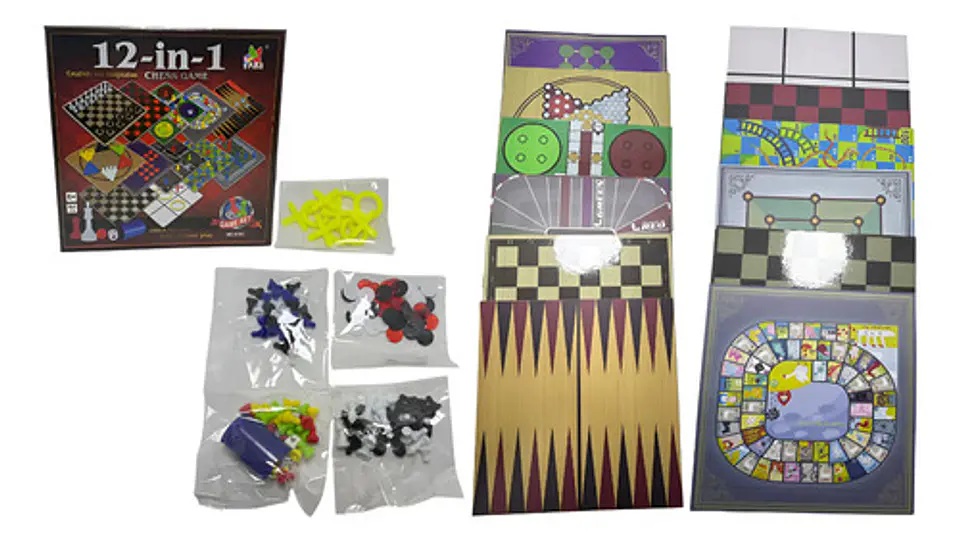 6 Tableros 12 En 1 Juegos De Mesa Funny Familia Dados Fichas 1