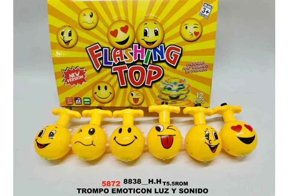 Trompo X1 Luces Emojis Smile Musica Amarillo Divertido Niños 7
