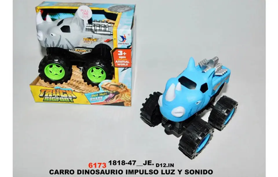 Carro Manual Tab Luz Sonido Rinoceronte Colores Juguete Niño 6