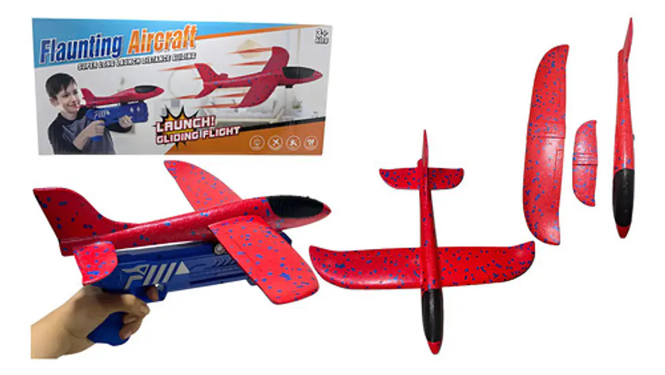 Lanzador Azul De Aviones Juguete Infantil Avión Rojo Icopor 1