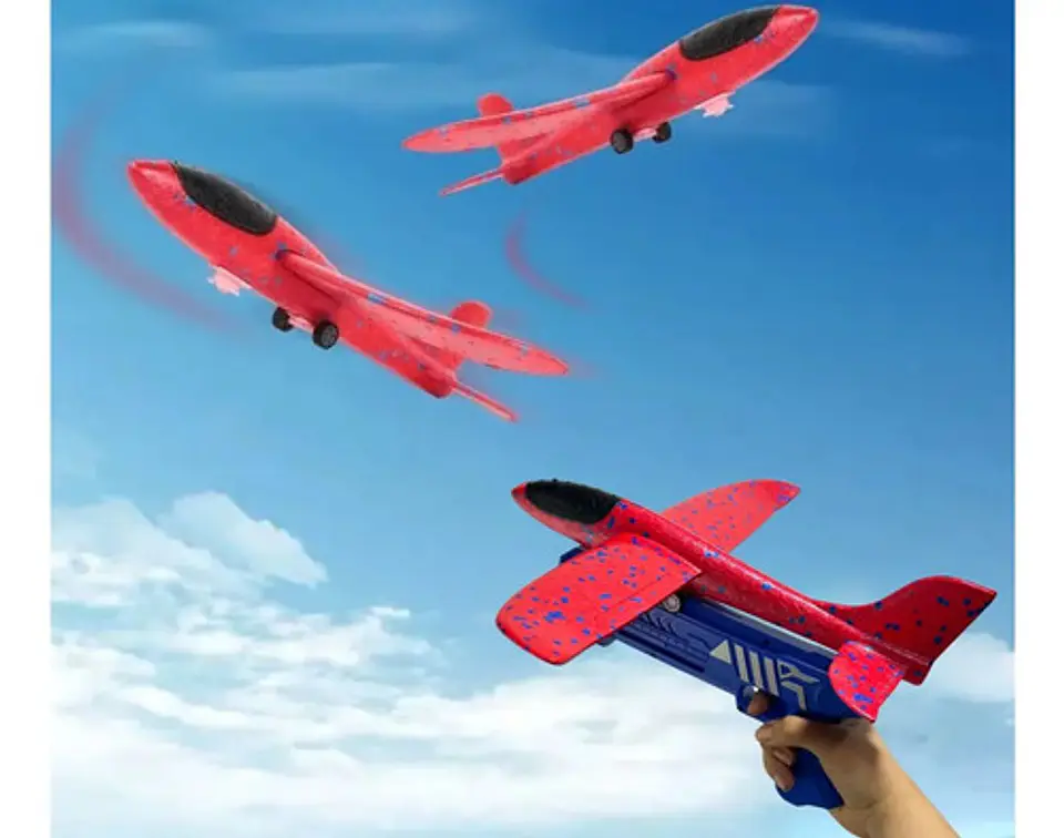 Lanzador Azul De Aviones Juguete Infantil Avión Rojo Icopor 2