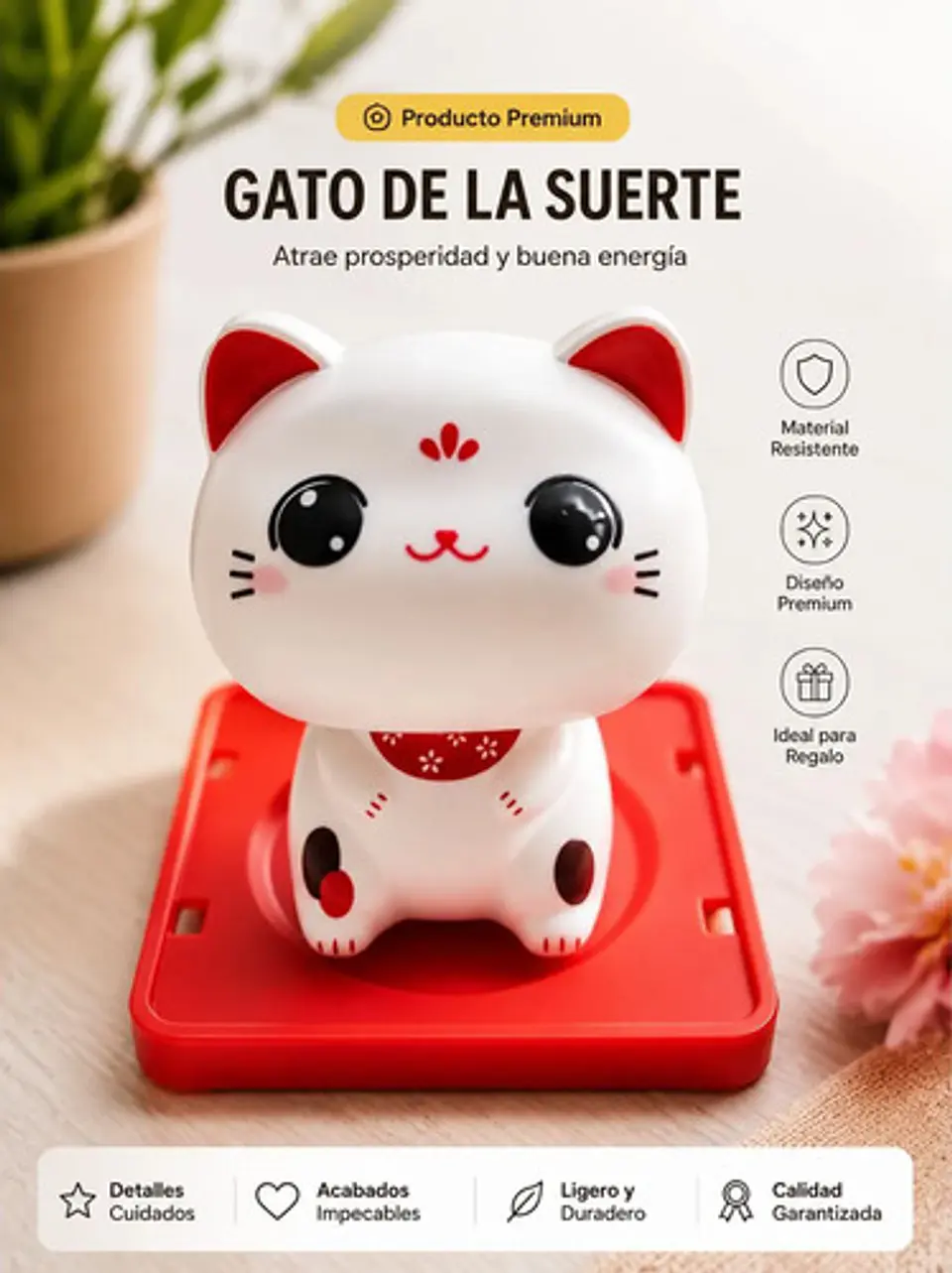 Gato De La Suerte Feng Shui Dorado Símbolo De Prosperidad Ii 2