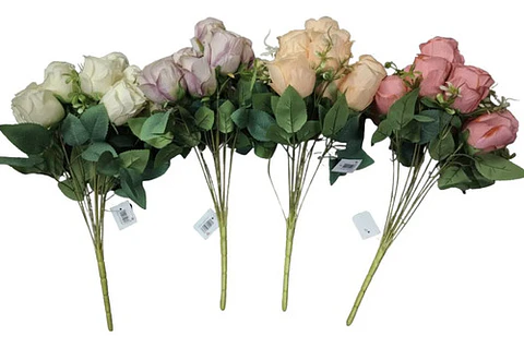 Ramo De Rosas Artificiales Decorativas Realistas Multicolor
