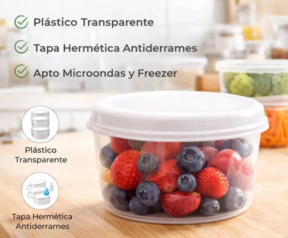 Mini Tupper Hermético Plástico Con Tapa Para Alimentos 2