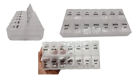 Pastillero Semanal Mañana Y Tarde Organizador De Medicamento