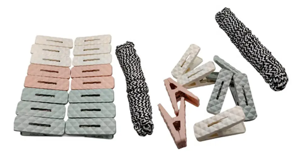 Set De Pinzas X 16 Para Ropa Con Cuerda 1
