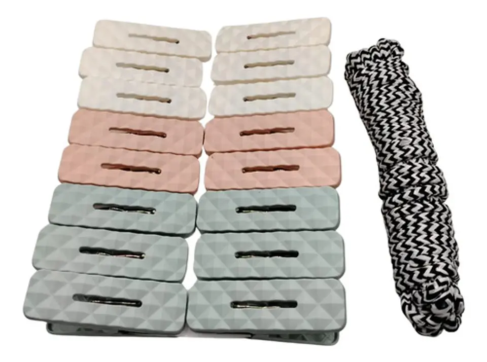 Set De Pinzas X 16 Para Ropa Con Cuerda 4
