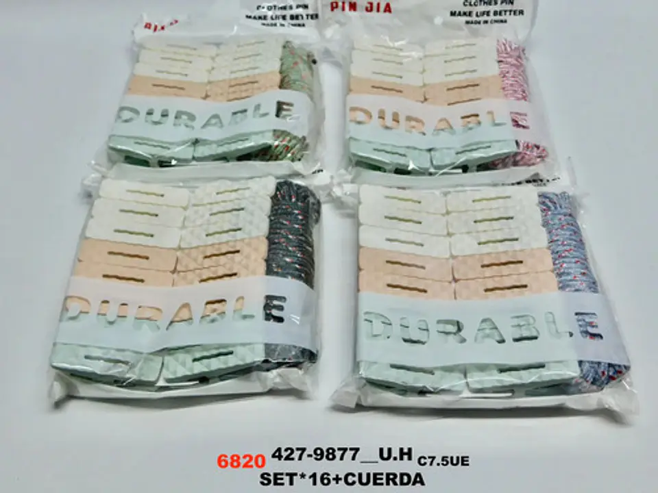 Set De Pinzas X 16 Para Ropa Con Cuerda 6