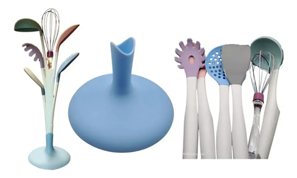 Set De Utensilios De Cocina En Silicona Con Base Organizador 1
