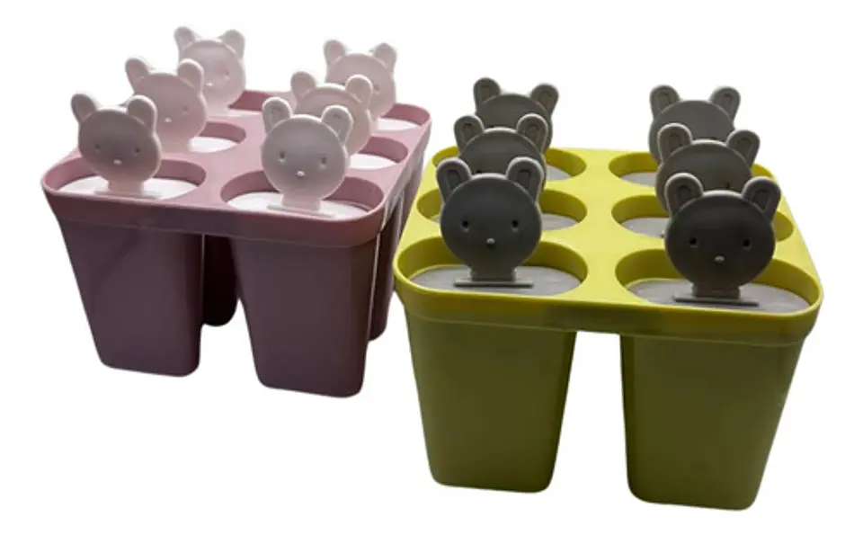 Molde Helado X6 Diseño Osito Con Tapa Práctico Y Divertido 1
