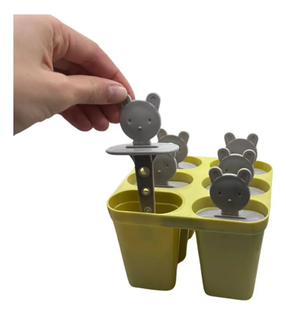 Molde Helado X6 Diseño Osito Con Tapa Práctico Y Divertido 2