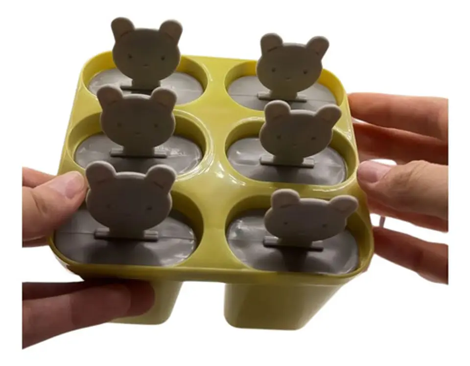 Molde Helado X6 Diseño Osito Con Tapa Práctico Y Divertido 4
