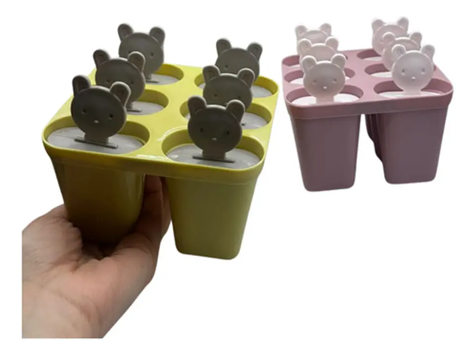 Molde Helado X6 Diseño Osito Con Tapa Práctico Y Divertido 5