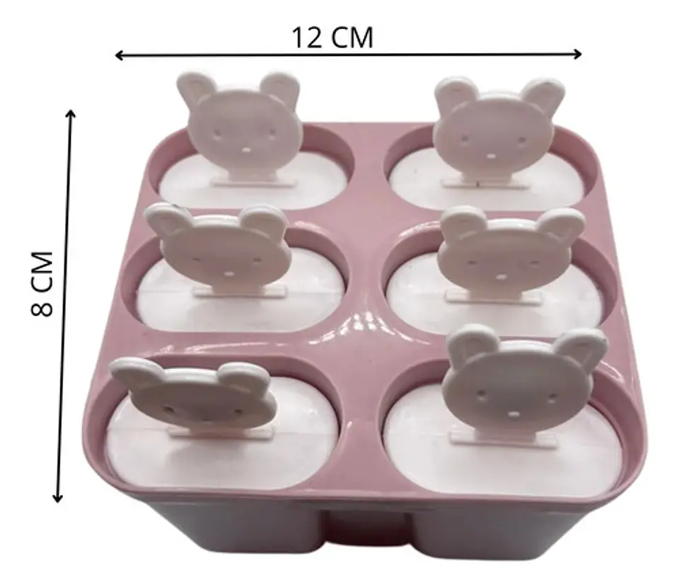 Molde Helado X6 Diseño Osito Con Tapa Práctico Y Divertido 6