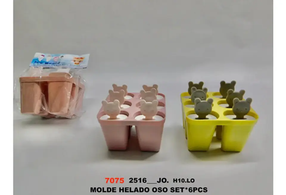 Molde Helado X6 Diseño Osito Con Tapa Práctico Y Divertido 7