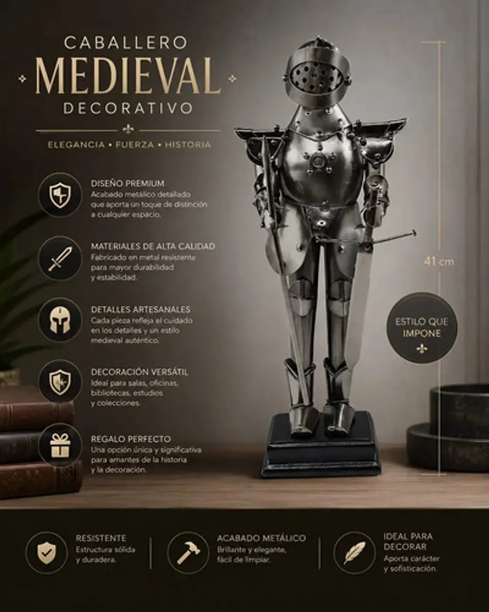 Figura Decorativa Caballero Medieval Hecha De Metal 2