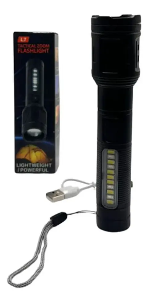 Linterna Recargable Portátil Led Con Zoom Ajustable
