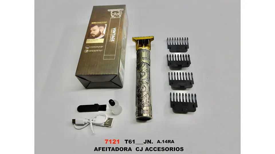 Afeitadora Vintage Pro Recargable Con Accesorios Usb 6