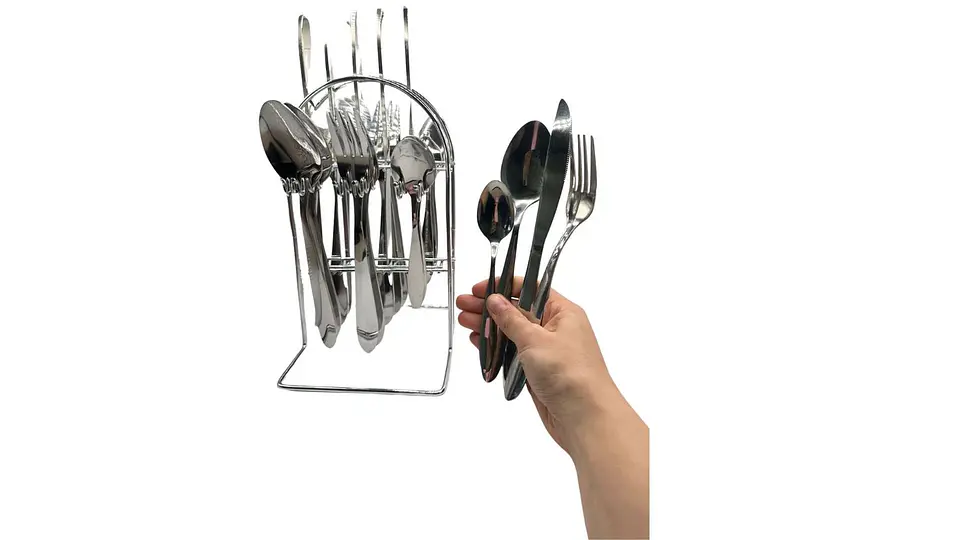 Set De Cubiertos Silver Home 24 Piezas Con Base Elegante 3