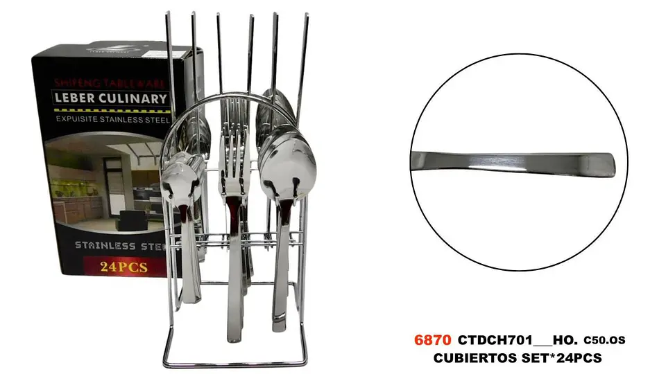 Set De Cubiertos Elegance Steel 24 Piezas Con Base 5