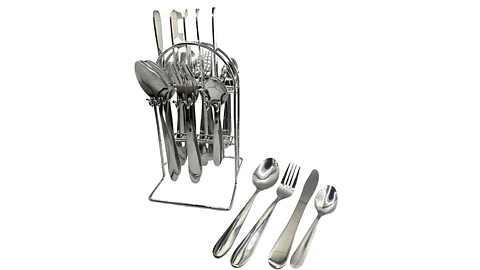 Set De Cubiertos Elegance Silver 24 Piezas Con Base