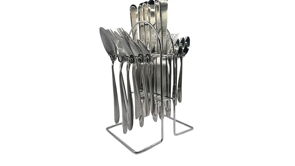 Set De Cubiertos Elegance Silver 24 Piezas Con Base 5