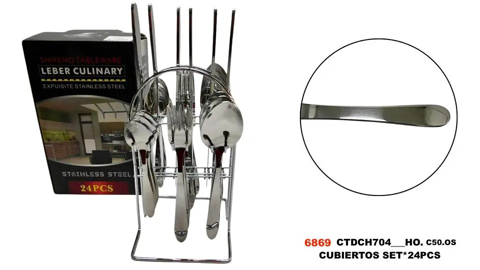 Set De Cubiertos Elegance Silver 24 Piezas Con Base 7