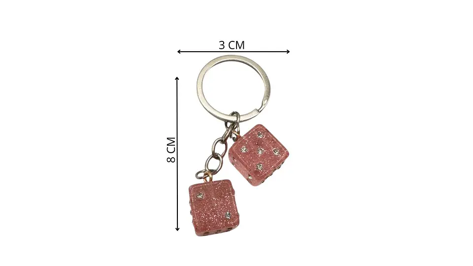 Llavero Lucky Dice Brillo Glam Rosado Fashion Chic 5