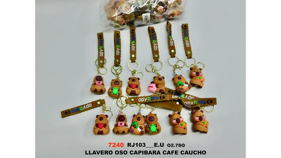 Llavero Capibara Cute Friends Caucho Collection X12 8