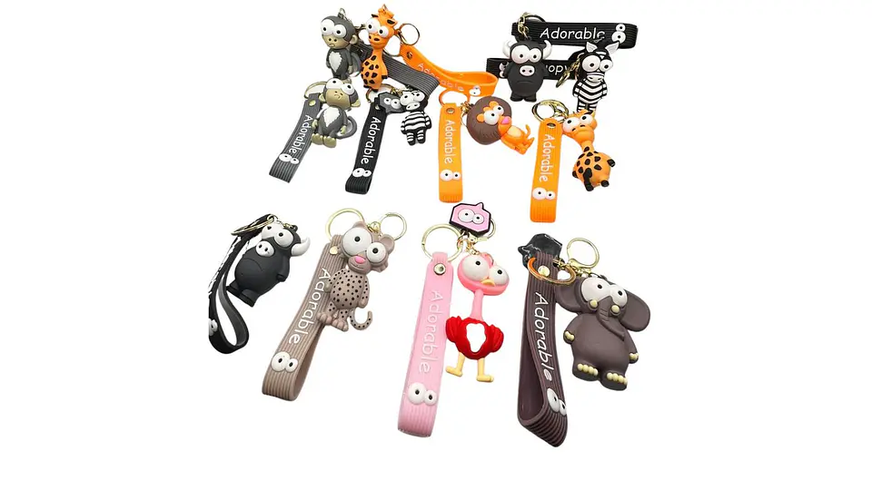 Llavero Animales Salvajes Cute Caucho Premium Style X12 1