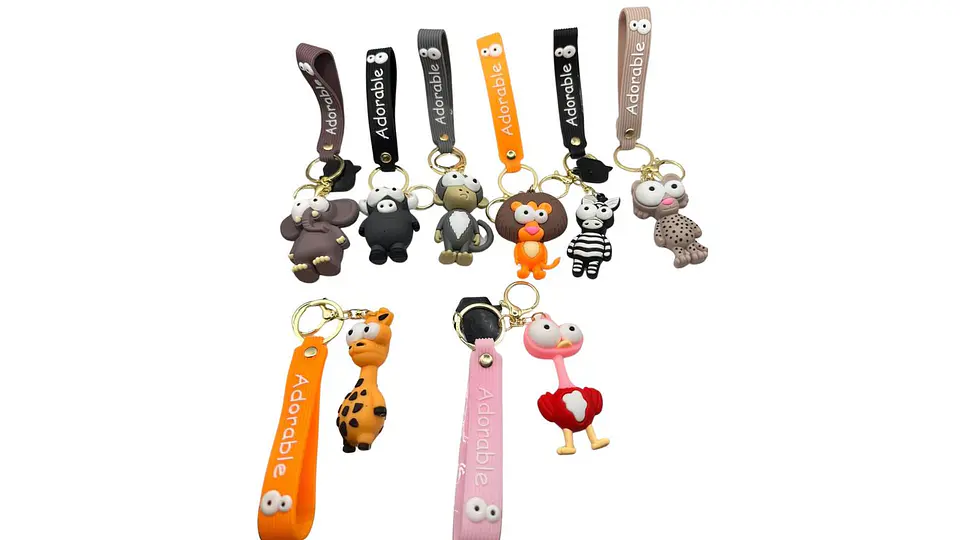 Llavero Animales Salvajes Cute Caucho Premium Style X12 4