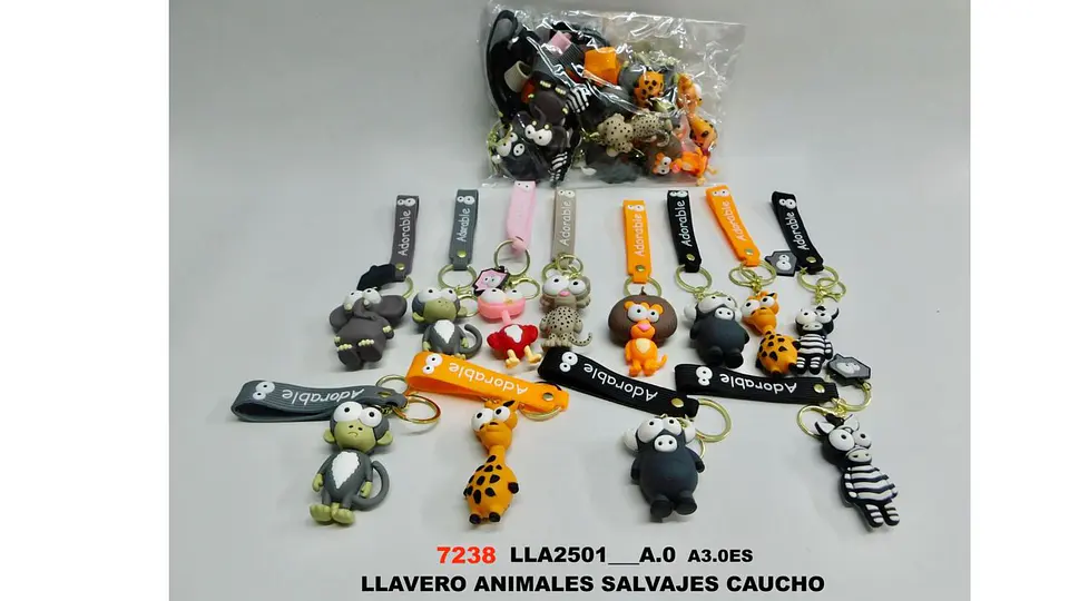 Llavero Animales Salvajes Cute Caucho Premium Style X12 6