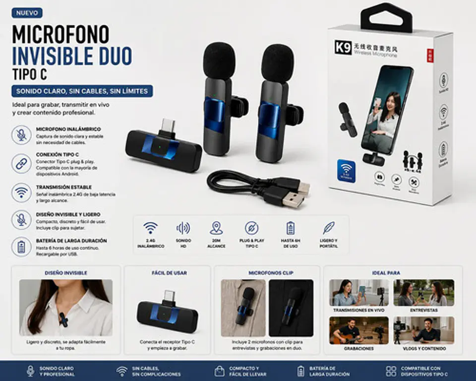 Micrófono Doble Para Creadores De Contenido 2
