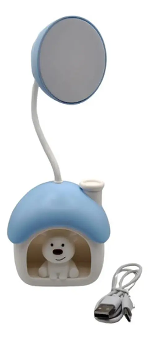 Lámpara Led Cute House Recargable Usb Con Porta Lápices