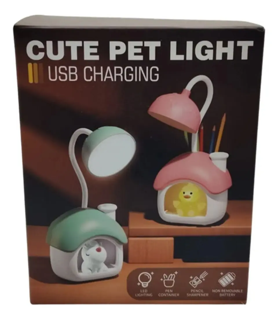 Lámpara Led Cute House Recargable Usb Con Porta Lápices 4