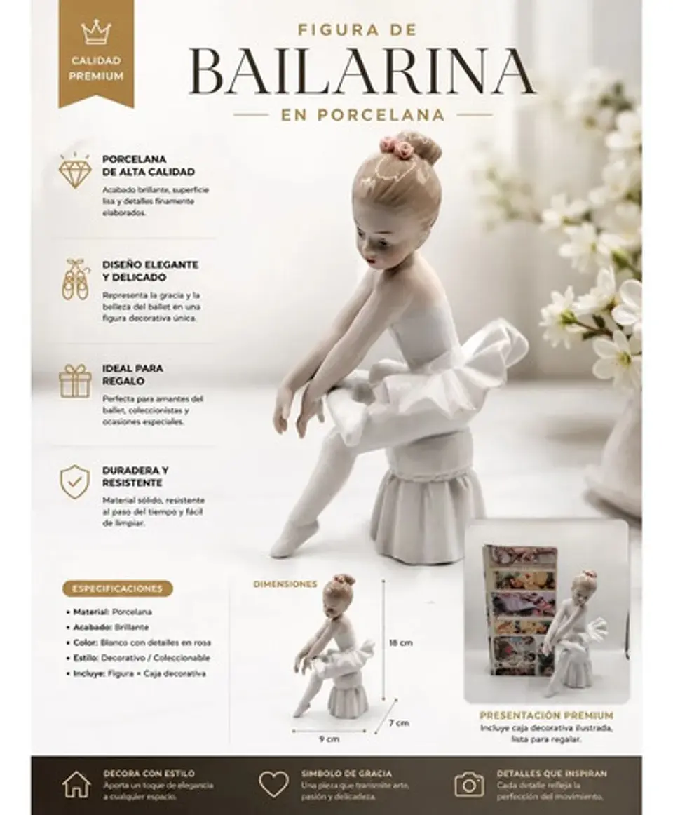 Bailarina De Ballet En Porcelana Blanca Elegante Para Regalo 2