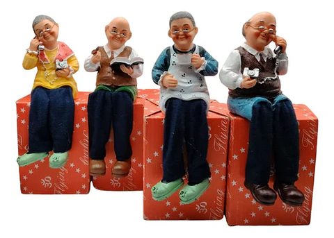 Set De Abuelitos Decorativos Sentados  Encanto Y Ternura