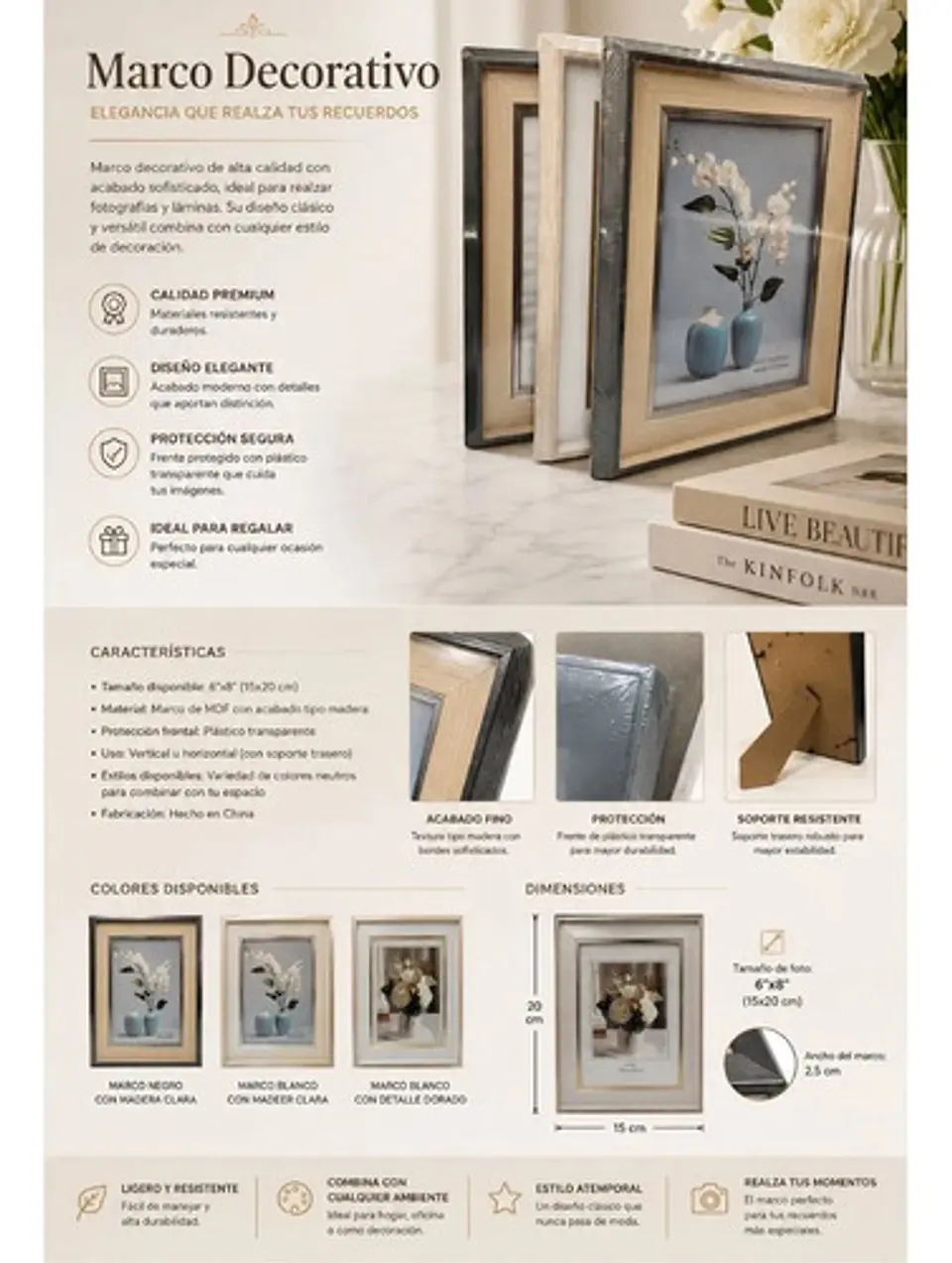 Portarretrato Decorativo Moderno Para Hogar Y Oficina 3
