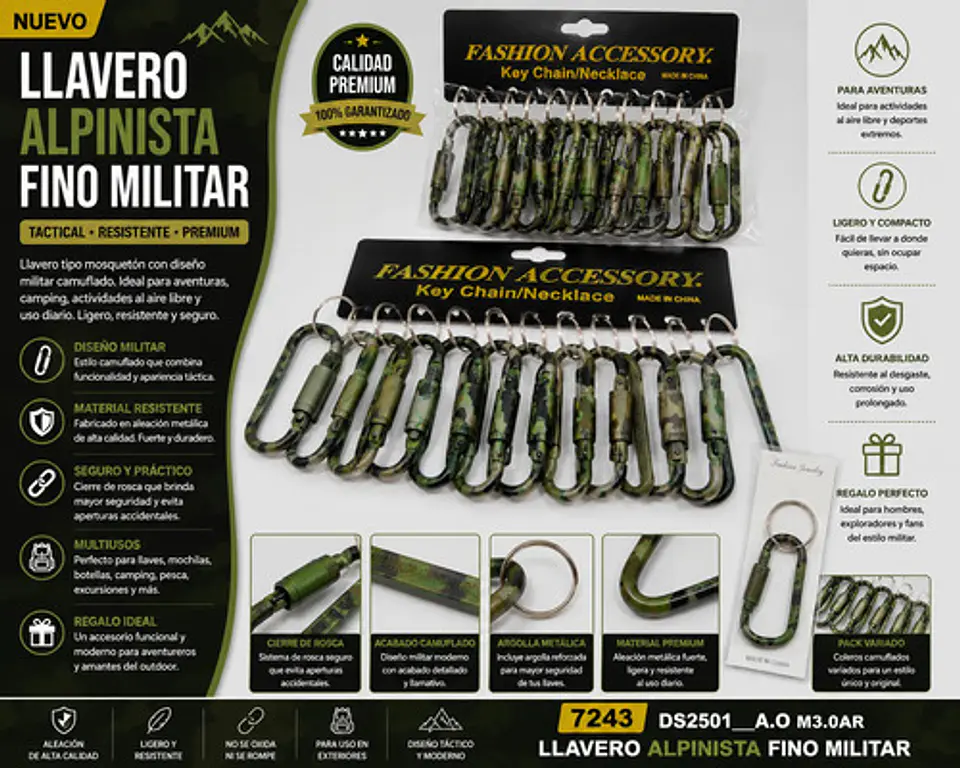Mosquetón Camuflado Explorer Gear Premium Collection X12 Verde Oscuro 2