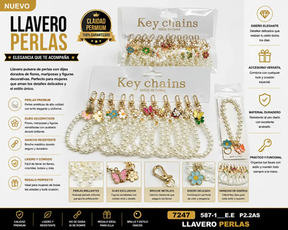 Llavero Charm Perlado Deluxe Diseño Exclusivo X12 2