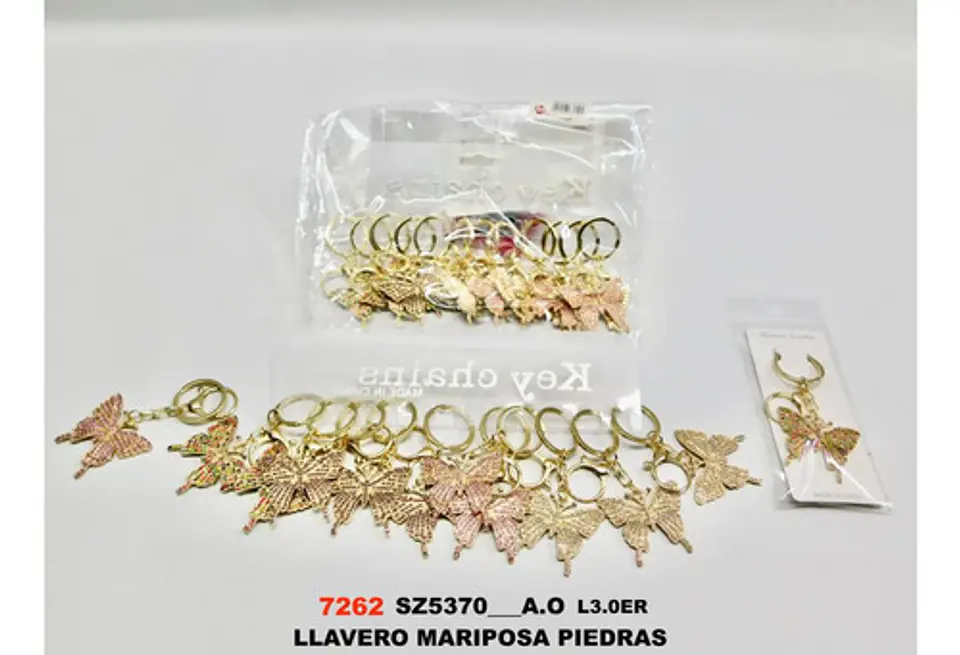 Llavero Elegance Butterfly Luxury Shine Oro  X12 8
