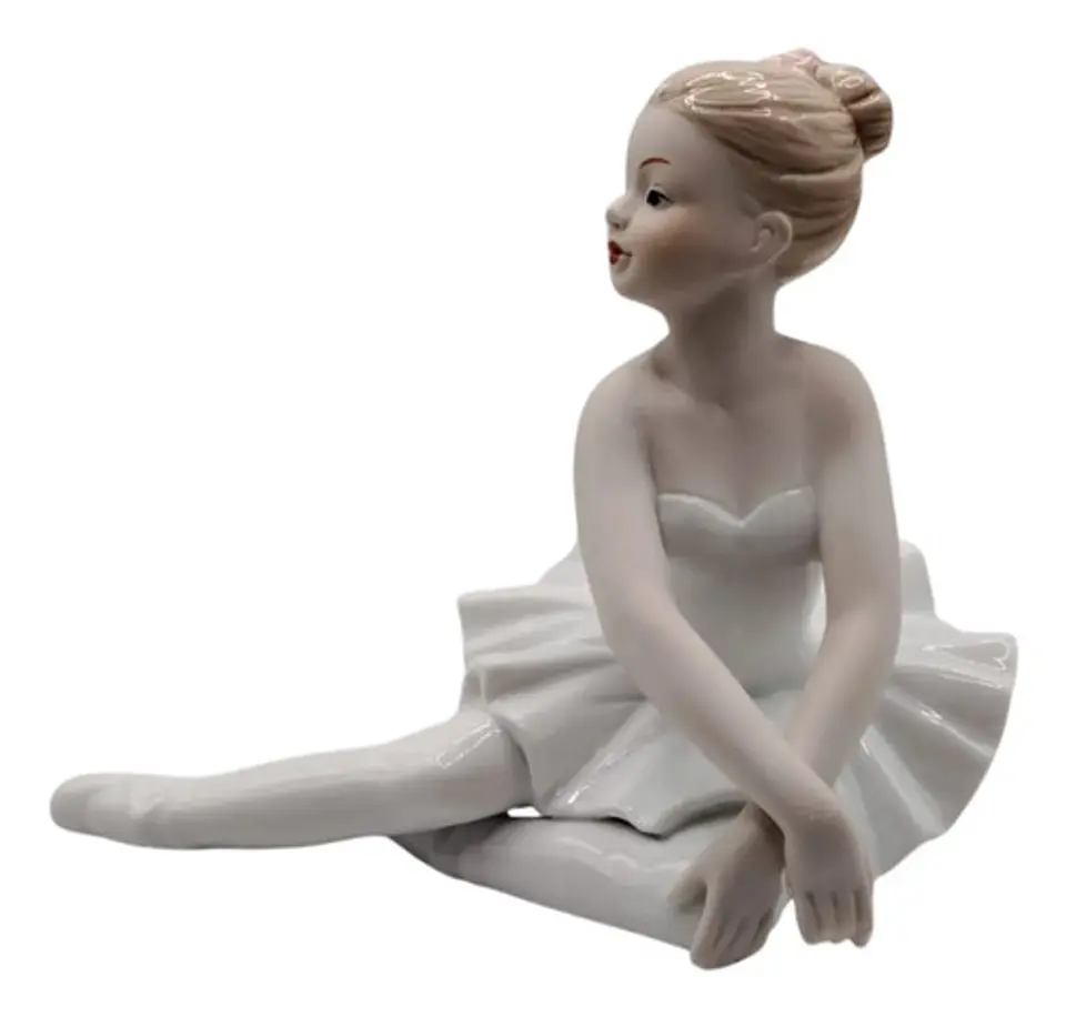 Figura Artística De Bailarina En Porcelana Blanca Premium 1