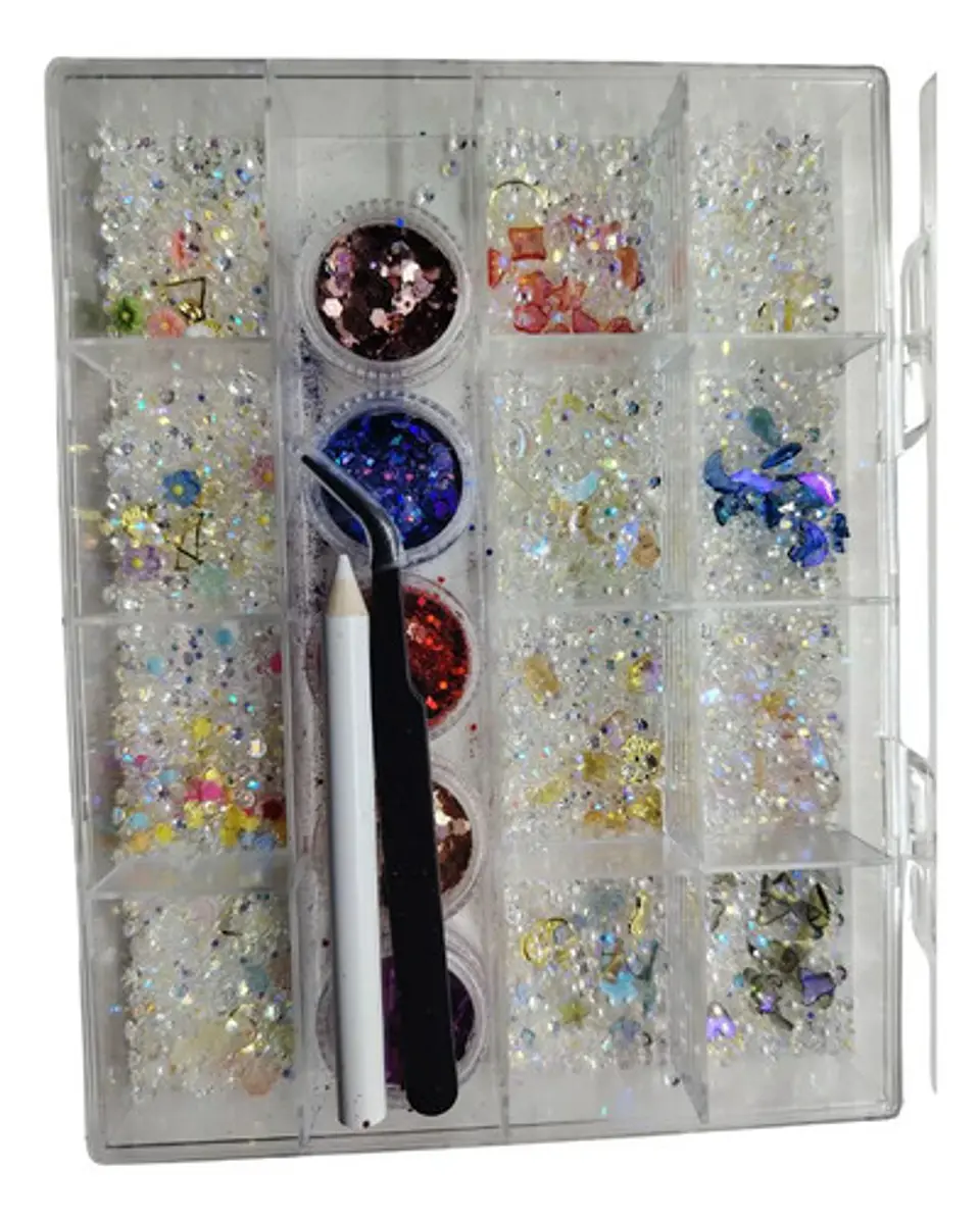 Kit Decoración Para Uñas Nail Art Cristales Glitter Accesori Multicolor 5