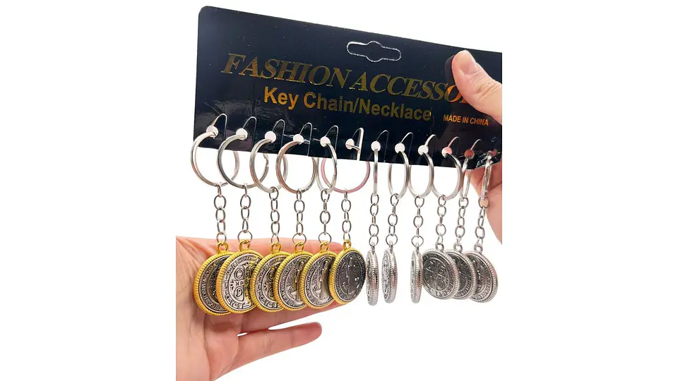 Llavero Medalla San Benito Dorado Premium X12 3