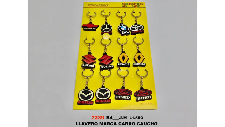 Llavero Marca Carro Caucho X12 Unidades 5