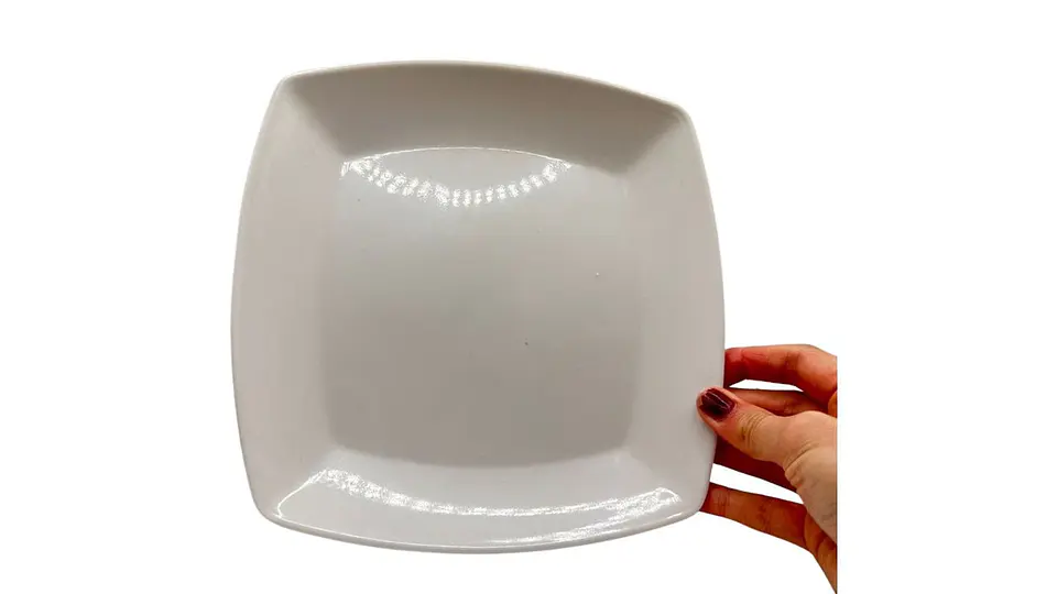 Plato Melamina Blanco Cuadrado Elegante 20 cm 3
